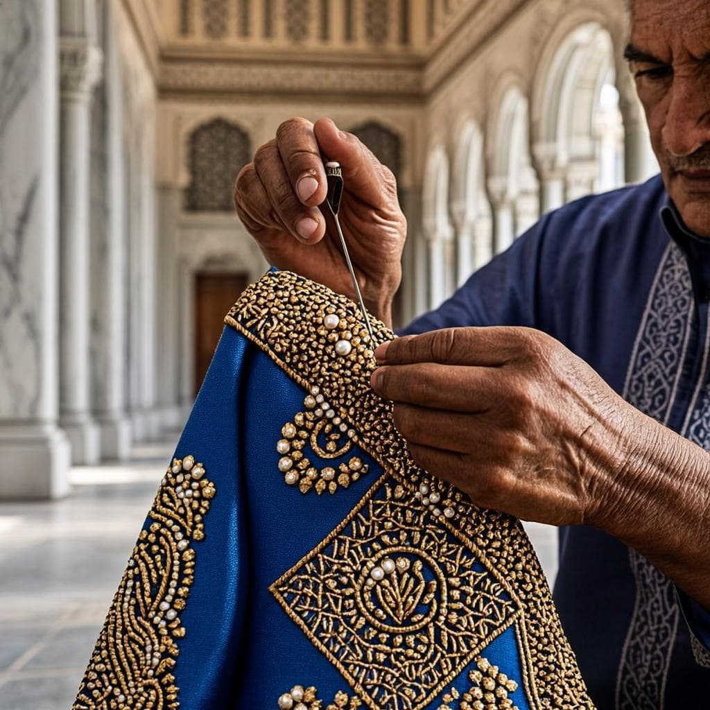 Détail de broderie dorée